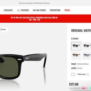 AUTHENTIC ORIGINAL WAYFARER CLASSIC RAYBAN SUNGLASSES